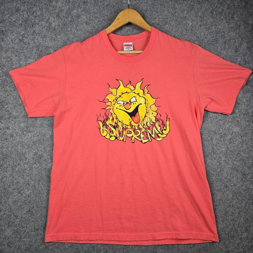 Supreme Sun Tee Mens Medium Coral Pink Graphic FW2020 T-Shirt Streetwear Skate